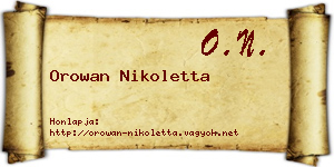 Orowan Nikoletta névjegykártya